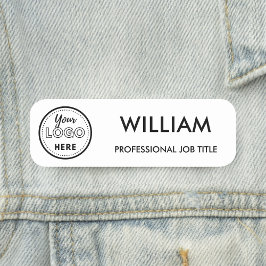 Etiqueta De Nome Funcionarios branco de logotipo de empresa minimal