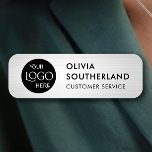 Etiqueta De Nome Funcionarios da marca de logotipo da empresa Prata