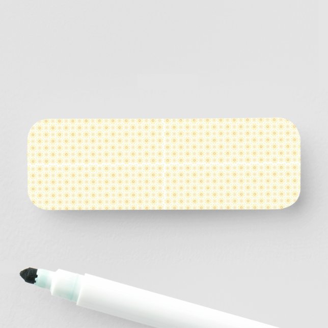 Etiqueta De Nome fundo amarelo e branco com pequenos círculos (In Situ)