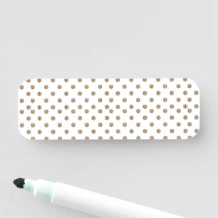 Etiqueta De Nome fundo branco com bolinhas castanhas