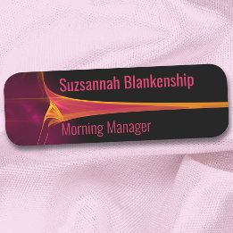 Etiqueta De Nome Fundo Laranja Borgonha Explosiva