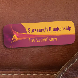 Etiqueta De Nome Fundo Laranja Borgonha Explosiva