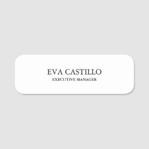 Etiqueta De Nome Gerente branco simples e elegante moderno e elegan