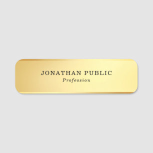 Etiqueta De Nome Glamor Dourado Elegante minimalista moderno