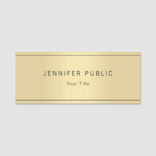 Etiqueta De Nome Glamor Dourado parece moderno e elegante Modelo