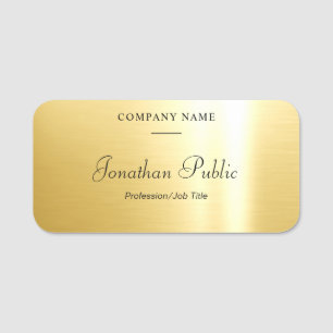Etiqueta De Nome Glamour Gold Modelo Letra Manuscrita Moderna