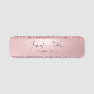 Etiqueta De Nome Glitter Dourado de Nome de Script Manuscrito para 