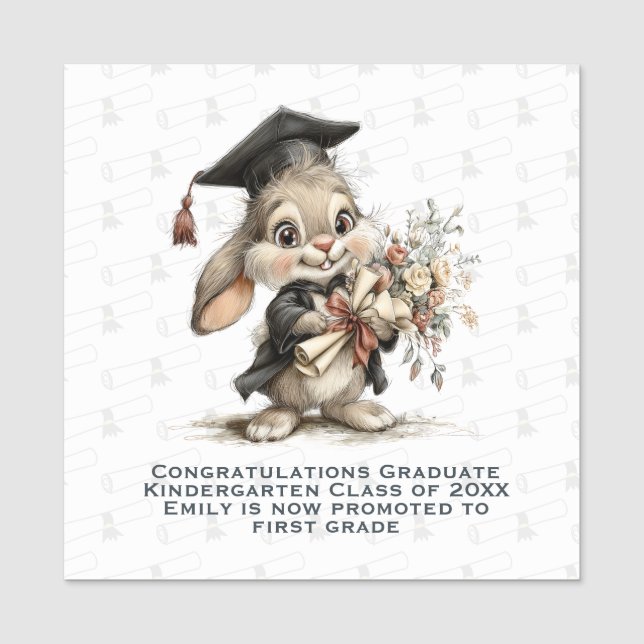 Etiqueta De Nome Graduation Bunny – Cute Diploma Pattern (Frente)