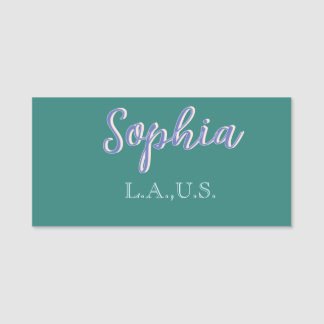 Etiqueta De Nome GREEN add name girl boss text PURPLE elegant