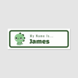 Etiqueta De Nome Green Dinosaur Themed Student Name Tag