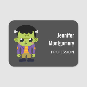 Etiqueta De Nome Green Frankenstein Monster Halloween