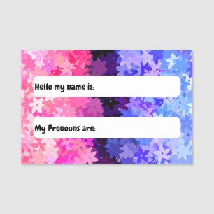 Etiqueta De Nome Groovy Boho Quirky Retro Floral Orgulho Omnissexua