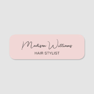 Etiqueta De Nome Hair Stylist Moderno - Rosa