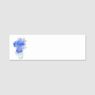 Etiqueta De Nome Hídrangea Flor Mola de Aquarelas azuis