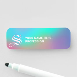 Etiqueta De Nome Holographic Wonderland | Monograma Seco Apagar