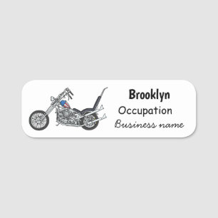 Etiqueta De Nome Ilustração de desenho animado Chopper Motorcycle 1