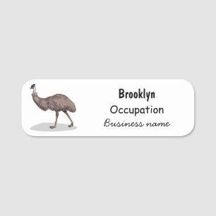 Etiqueta De Nome Ilustração de desenho animado de aves da Emu