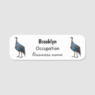 Etiqueta De Nome Ilustração de desenho animado de aves guineafowl v