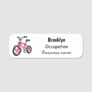 Etiqueta De Nome Ilustração de desenho animado de bicicleta de cr