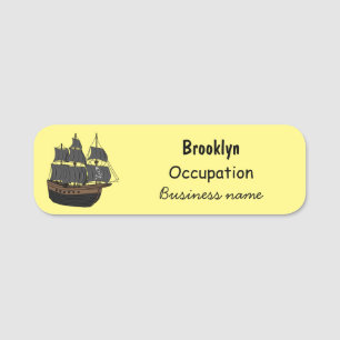 Etiqueta De Nome Ilustração de desenho animado de navio pirata