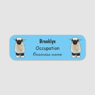 Etiqueta De Nome Ilustração de desenho animado de ovelha Valais Bla