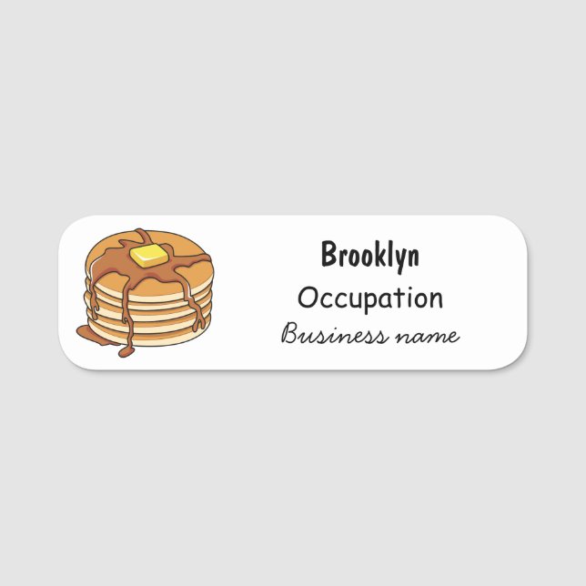 Etiqueta De Nome Ilustração de desenho animado de Pancake (Frente)