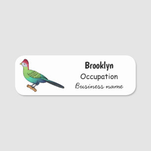 Etiqueta De Nome Ilustração de desenho animado de pássaro turaco co