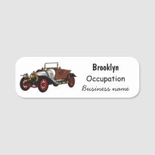 Etiqueta De Nome Ilustração do desenho animado Classic car 1920