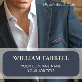 Etiqueta De Nome Ímã Corporativo Azul Creme Personalizado para Func