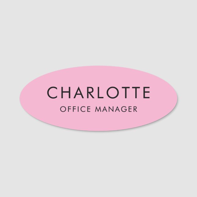 Etiqueta De Nome Ímã Rosa Magnético Profissional Simples Personaliz (Frente)