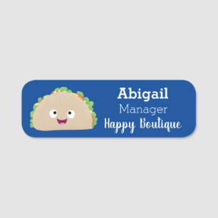 Etiqueta De Nome Imagem de desenho animado de taco feliz e bonito