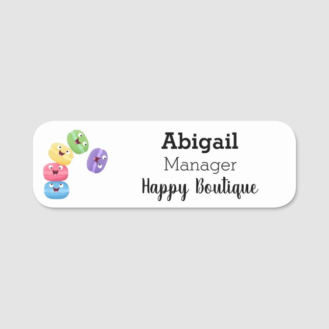 Etiqueta De Nome Imagem de desenhos animados de macarões engraçados (Frente)