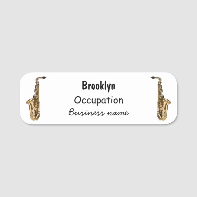 Etiqueta De Nome Imagem de desenhos saxofônicos (Frente)
