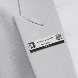 Etiqueta De Nome Imagem profissional Código QR - Cinza de acentuaçõ