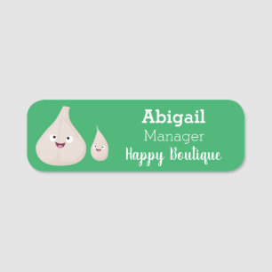Etiqueta De Nome Imagem vegetal do desenho animado de alho cúprico