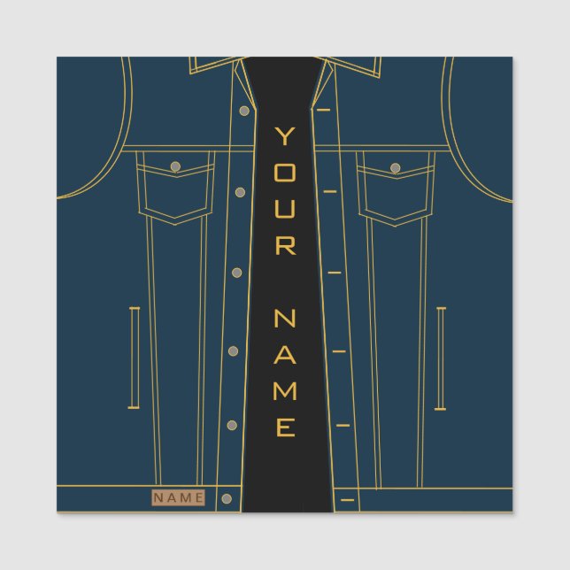 Etiqueta De Nome Jaqueta de Jeans Azul + Adicionar Nome - (Frente)