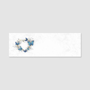 Etiqueta De Nome Jewelry Heart with Butterflies Morpho