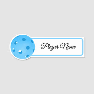 Etiqueta De Nome Jogador de Pickleball Azul Pickleballs Personaliza