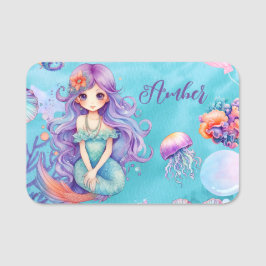 Etiqueta De Nome Kawaii Mermaid Party