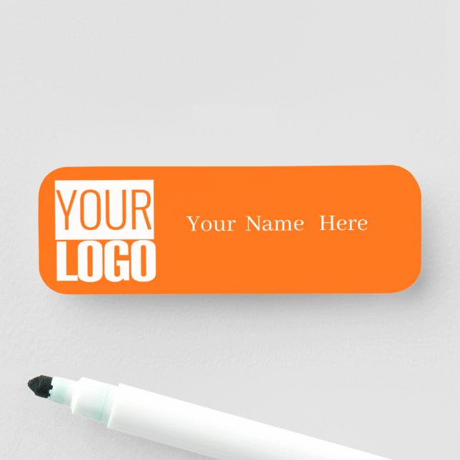 Etiqueta De Nome Laranja neon - adicionar logotipo (In Situ)