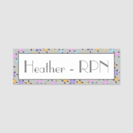 Etiqueta De Nome Laranja Roxo E Cinzas Personalizadas