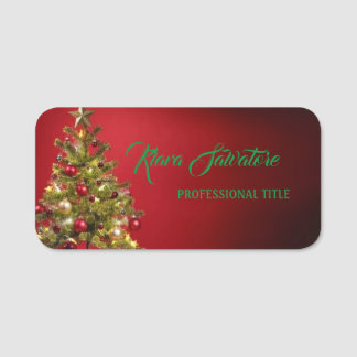 Etiqueta De Nome Linda árvore de Natal Moderna