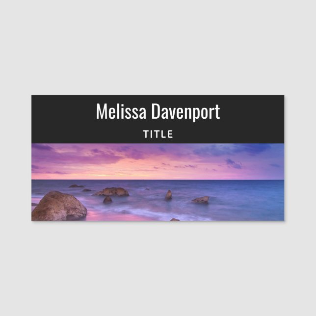 Etiqueta De Nome Lindo Fotografia Costeira Sunset (Frente)