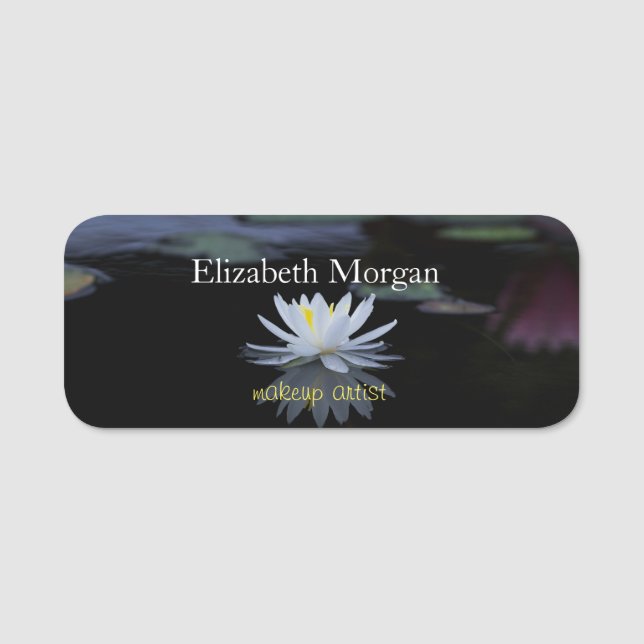 Etiqueta De Nome Lindo Lotus Branco, Lago (Frente)