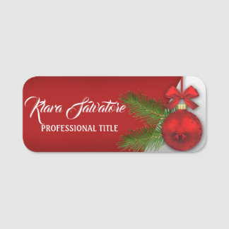 Etiqueta De Nome Lindos e bonitos ornamentos vermelhos de Natal