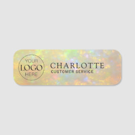 Etiqueta De Nome Logo | Elegant Opal Stone Texture Employee/ Staff