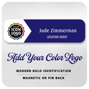 Etiqueta De Nome Logotipo Colorido Azul Marinho Branco ID Empresari