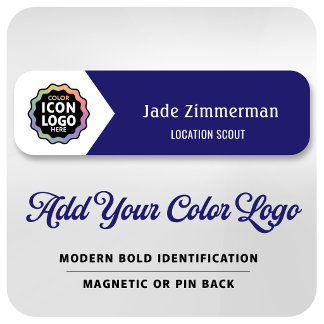 Etiqueta De Nome Logotipo Colorido Azul Marinho Branco ID Empresari