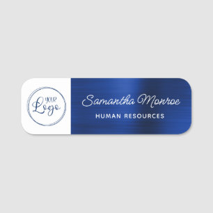 Etiqueta De Nome Logotipo comercial, cor branca e azul Marinho real