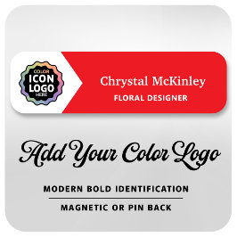 Etiqueta De Nome Logotipo Comercial Cor Vermelho Branco ID do Funci